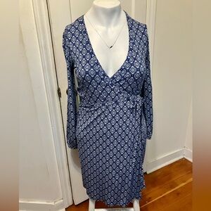 Boden Navy and White Geometric Dress